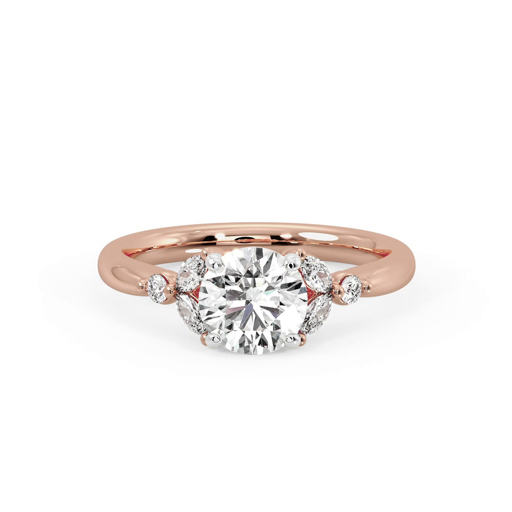 360 degree view of Nia Round And Marquise Diamond Engagement Ring