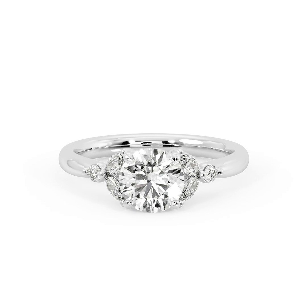 360 degree view of Nia Round And Marquise Diamond Engagement Ring