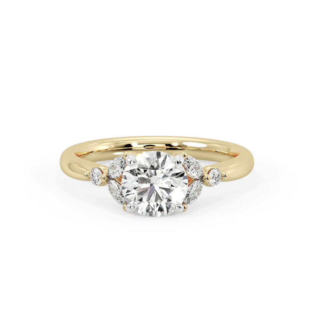 360 degree view of Nia Round And Marquise Diamond Engagement Ring