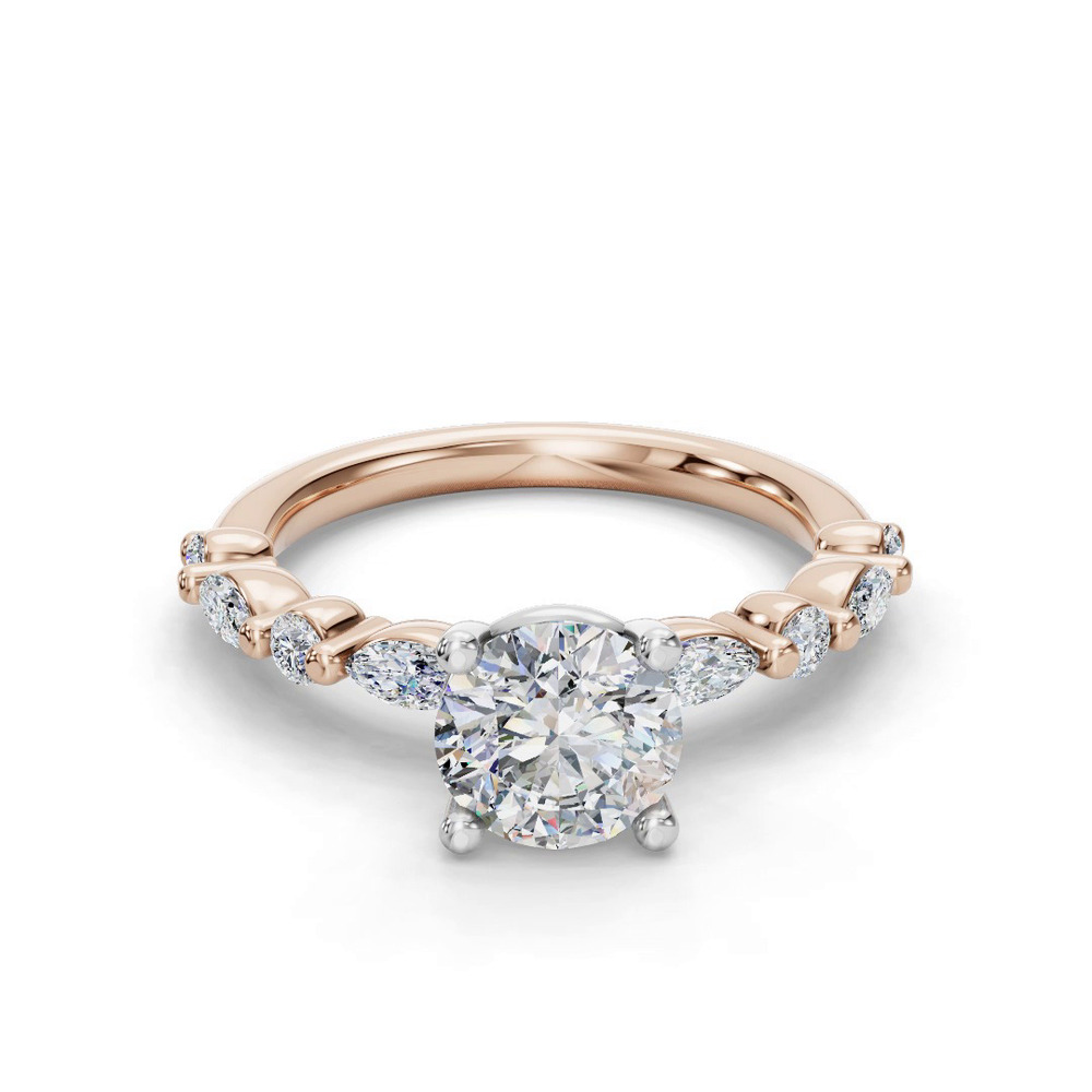 360 degree view of Eclipta Grand Marquise And Round Diamond Engagement Ring