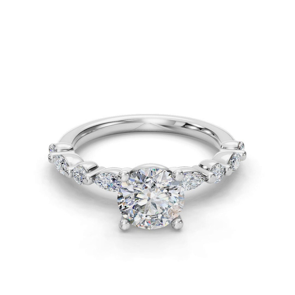360 degree view of Eclipta Grand Marquise And Round Diamond Engagement Ring