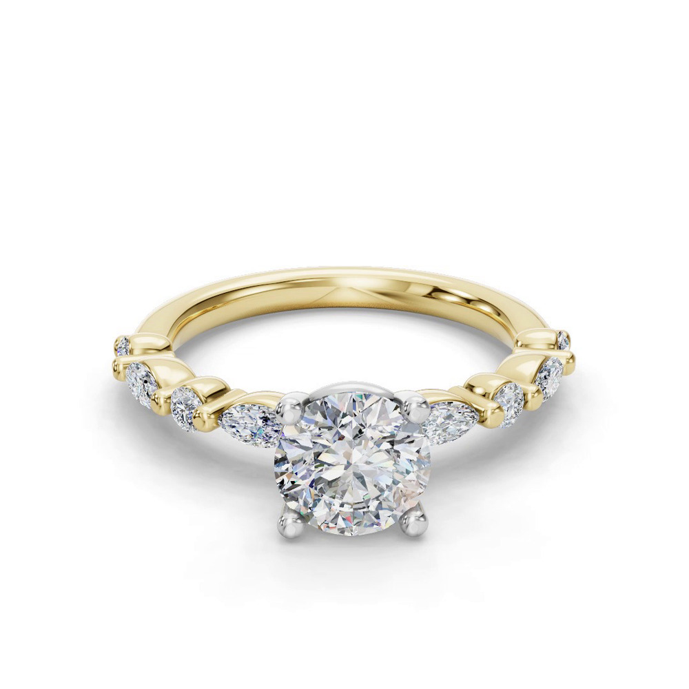 360 degree view of Eclipta Grand Marquise And Round Diamond Engagement Ring