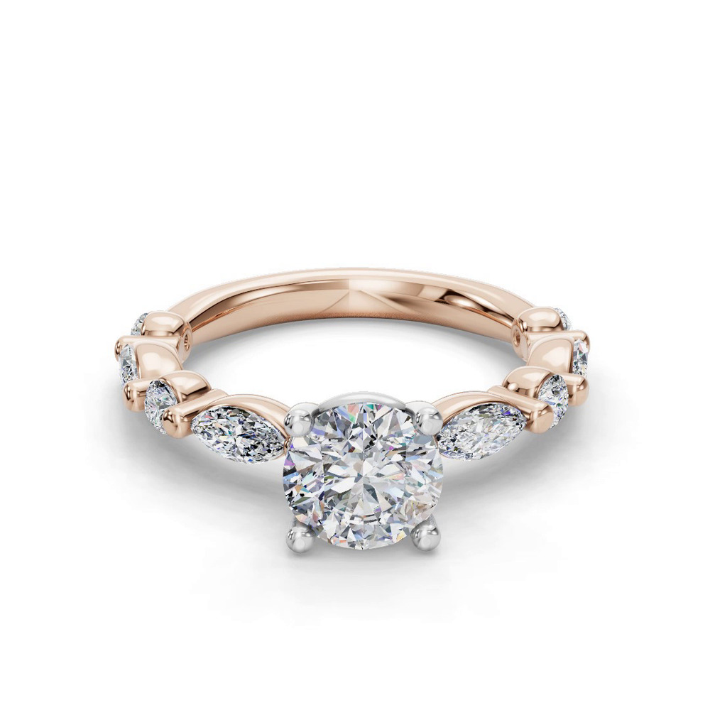 360 degree view of Eclipta Statement Marquise And Round Diamond Engagement Ring