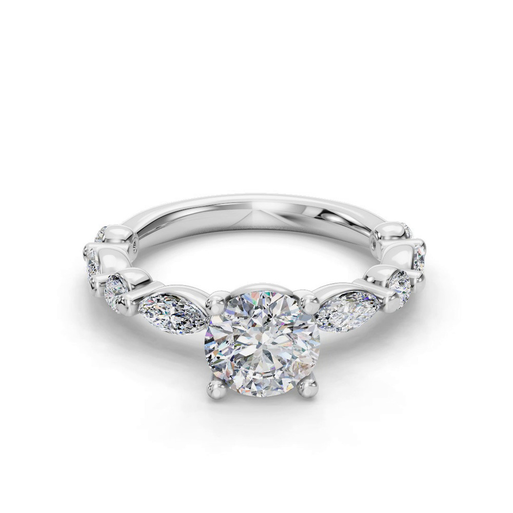360 degree view of Eclipta Statement Marquise And Round Diamond Engagement Ring