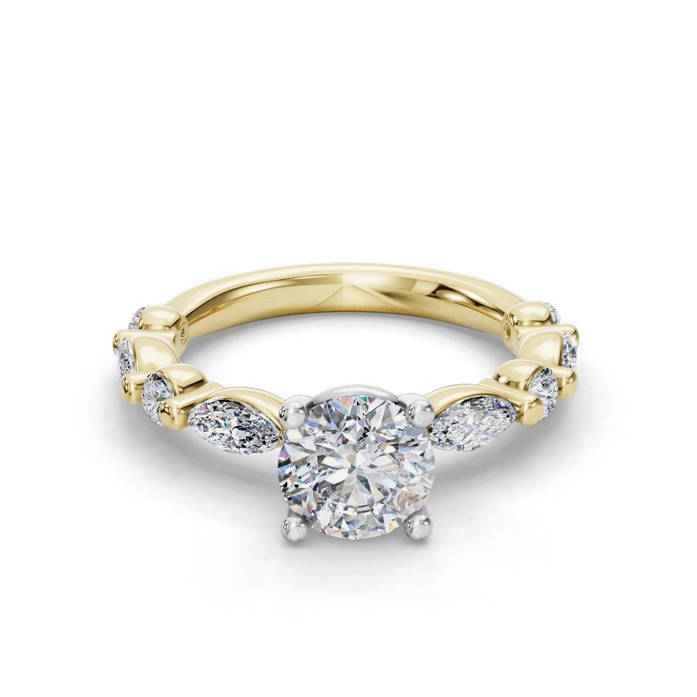 360 degree view of Eclipta Statement Marquise And Round Diamond Engagement Ring