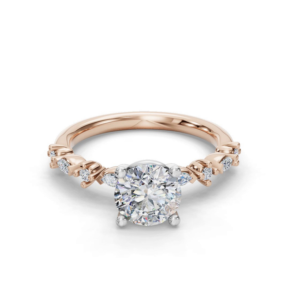 360 degree view of Aravelle Petite Marquise And Round Diamond Engagement Ring