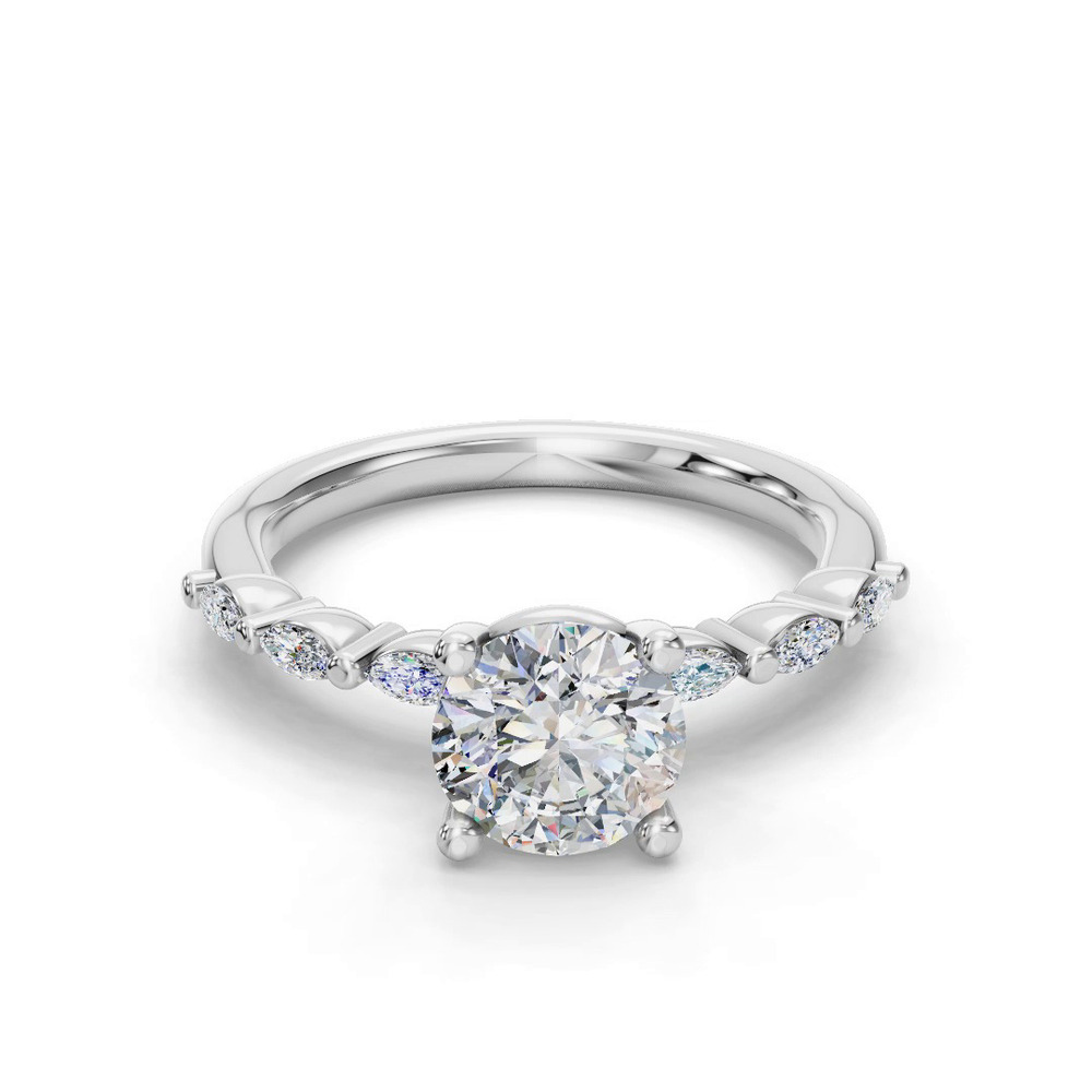 360 degree view of Oramar Petite Marquise Diamond Engagement Ring