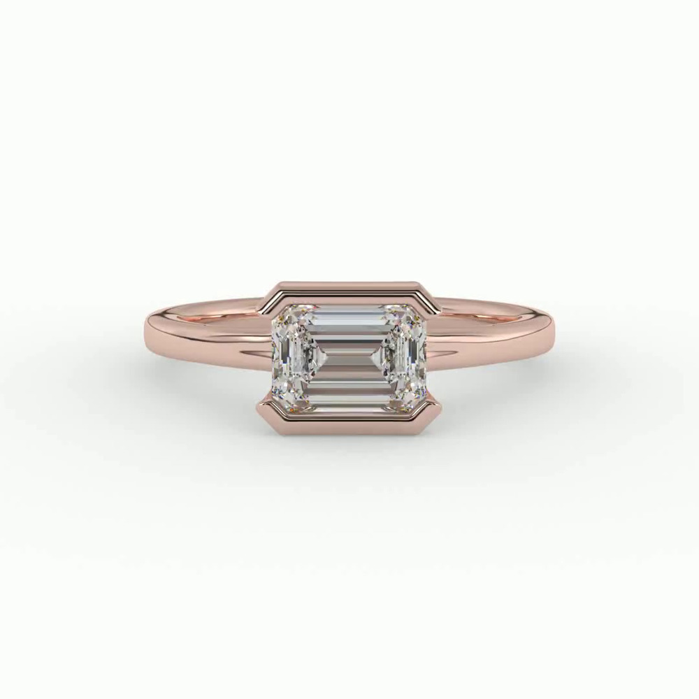 360 degree view of Erin Half Bezel East West Solitaire Engagement Ring