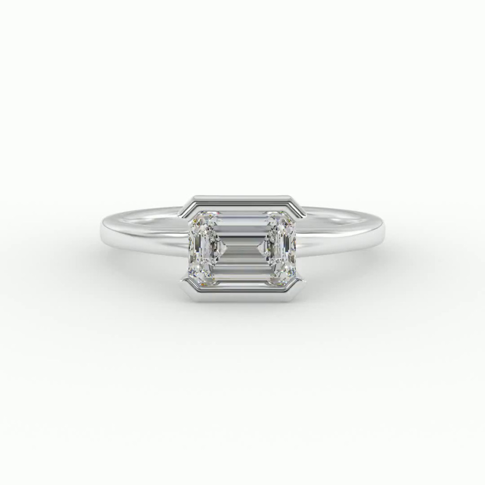 360 degree view of Erin Half Bezel East West Solitaire Engagement Ring