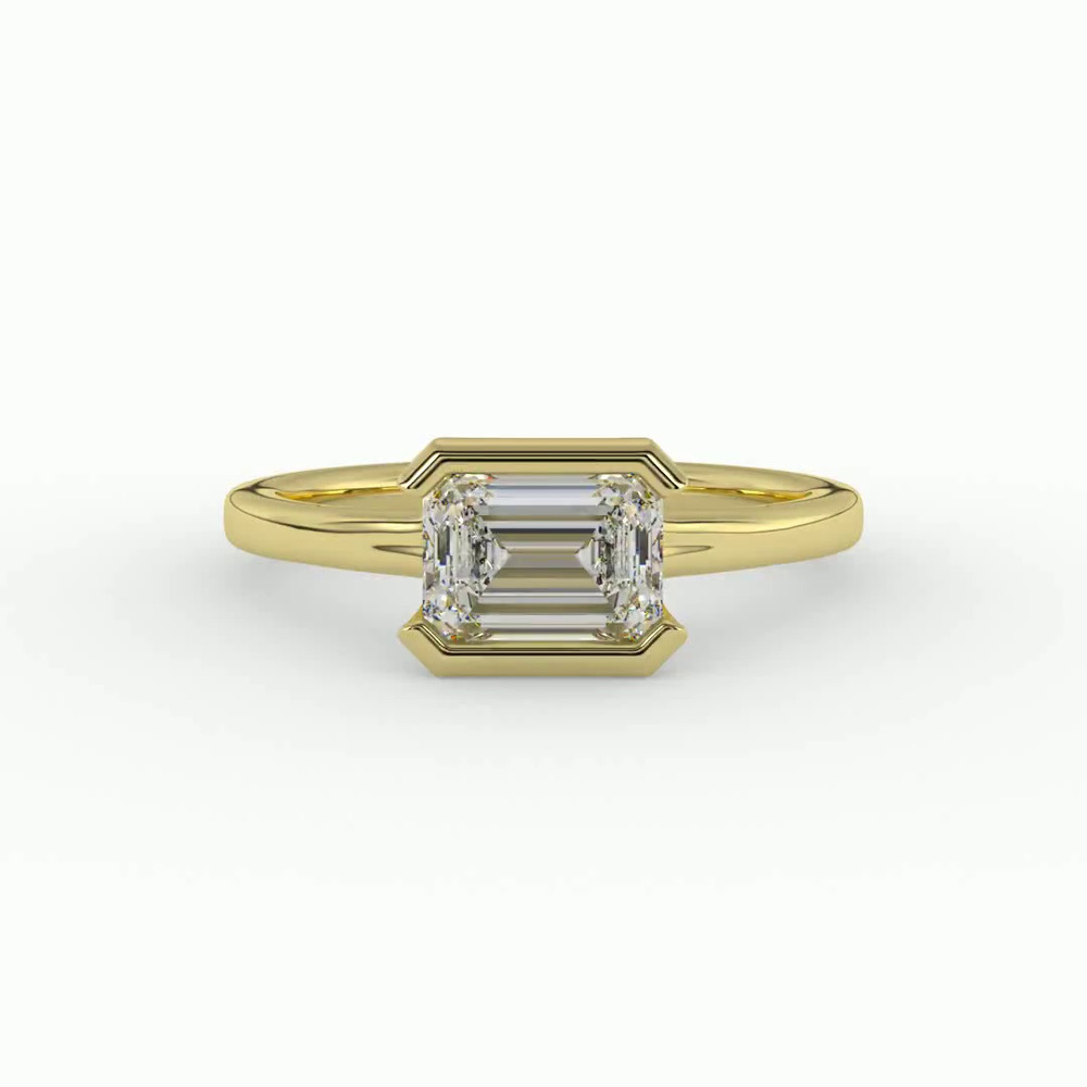 360 degree view of Erin Half Bezel East West Solitaire Engagement Ring
