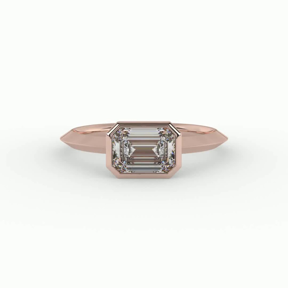 360 degree view of Alia Bezel East West Solitaire Engagement Ring
