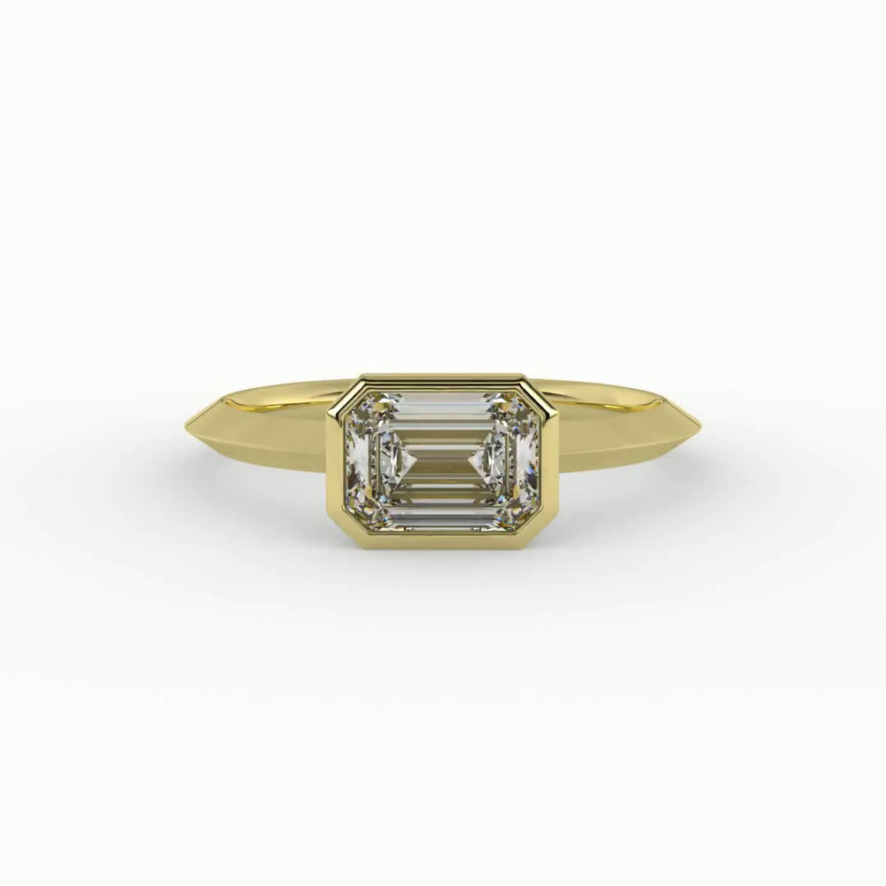 360 degree view of Alia Bezel East West Solitaire Engagement Ring