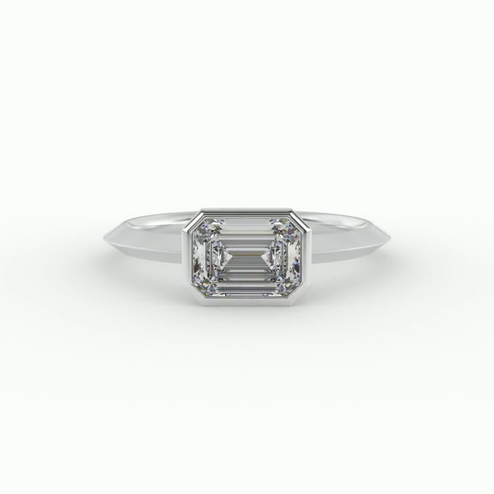 360 degree view of Alia Bezel East West Solitaire Engagement Ring