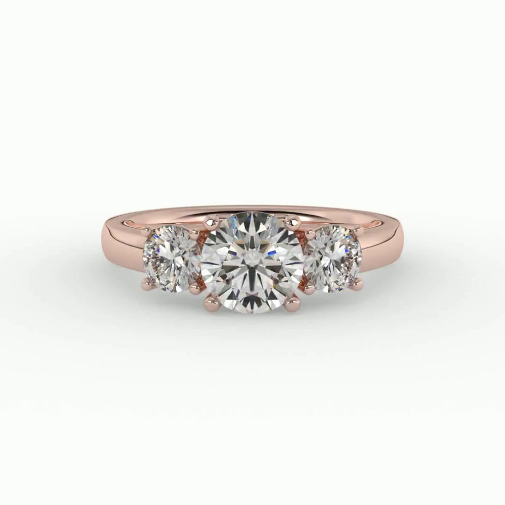 360 degree view of Eleanor Round Three-Stone Engagement Ring