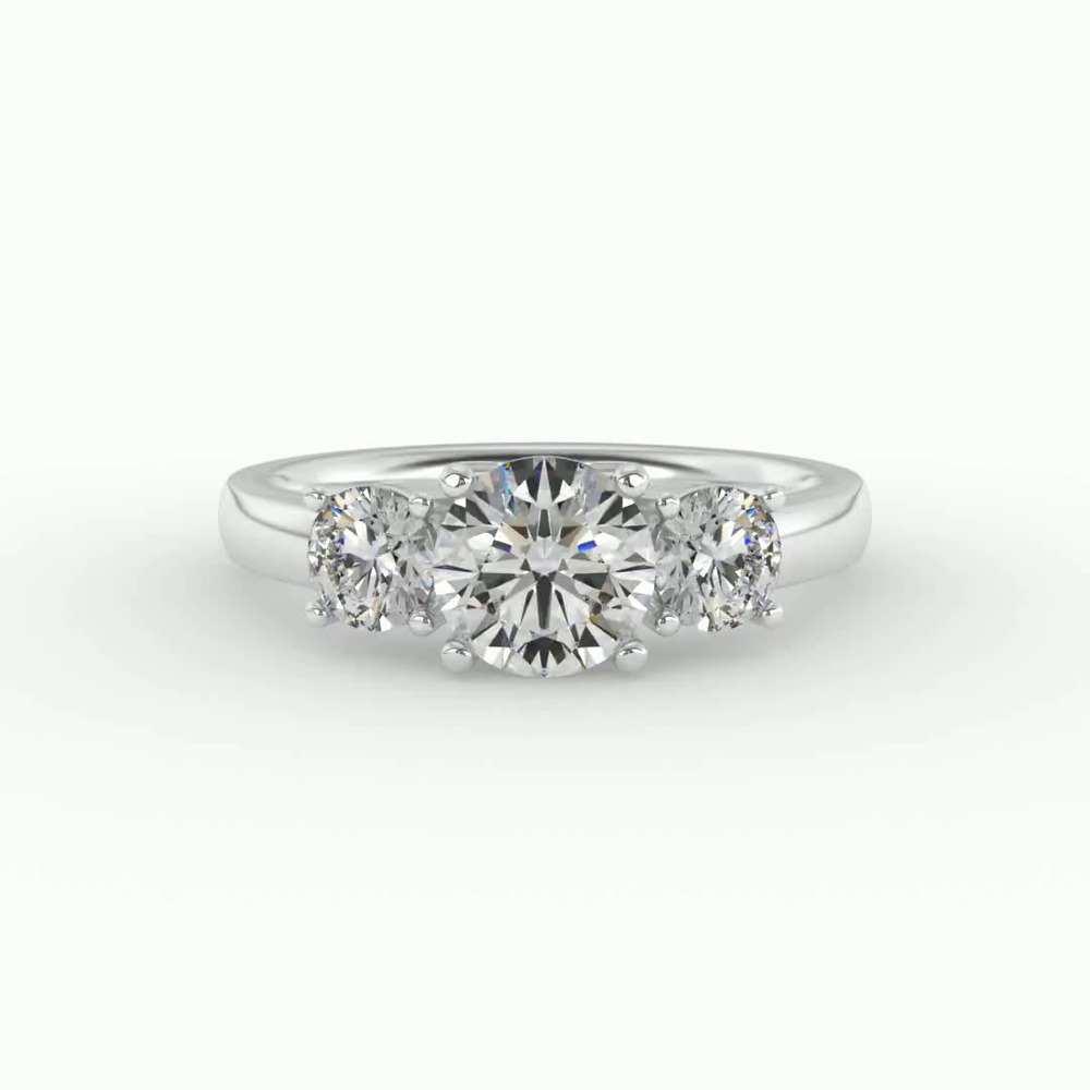360 degree view of Eleanor Round Three-Stone Engagement Ring