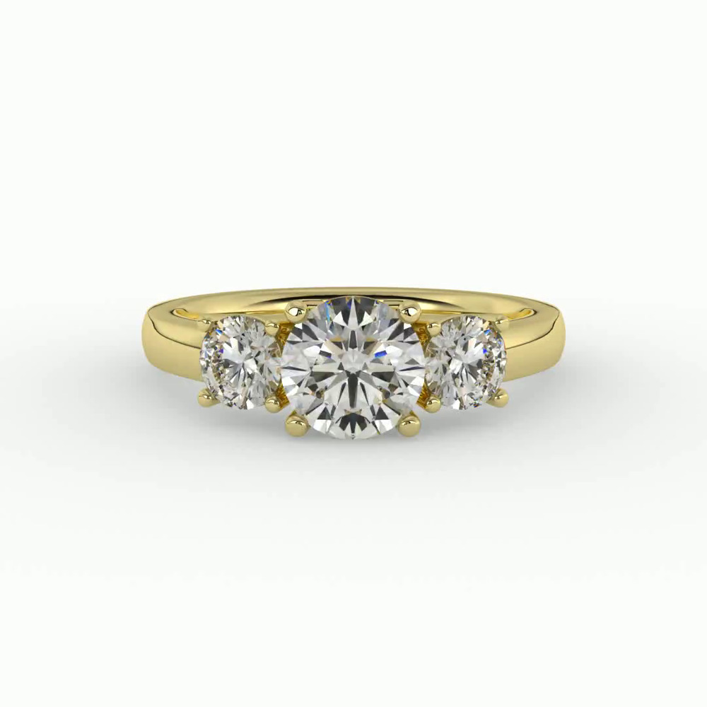 360 degree view of Eleanor Round Three-Stone Engagement Ring