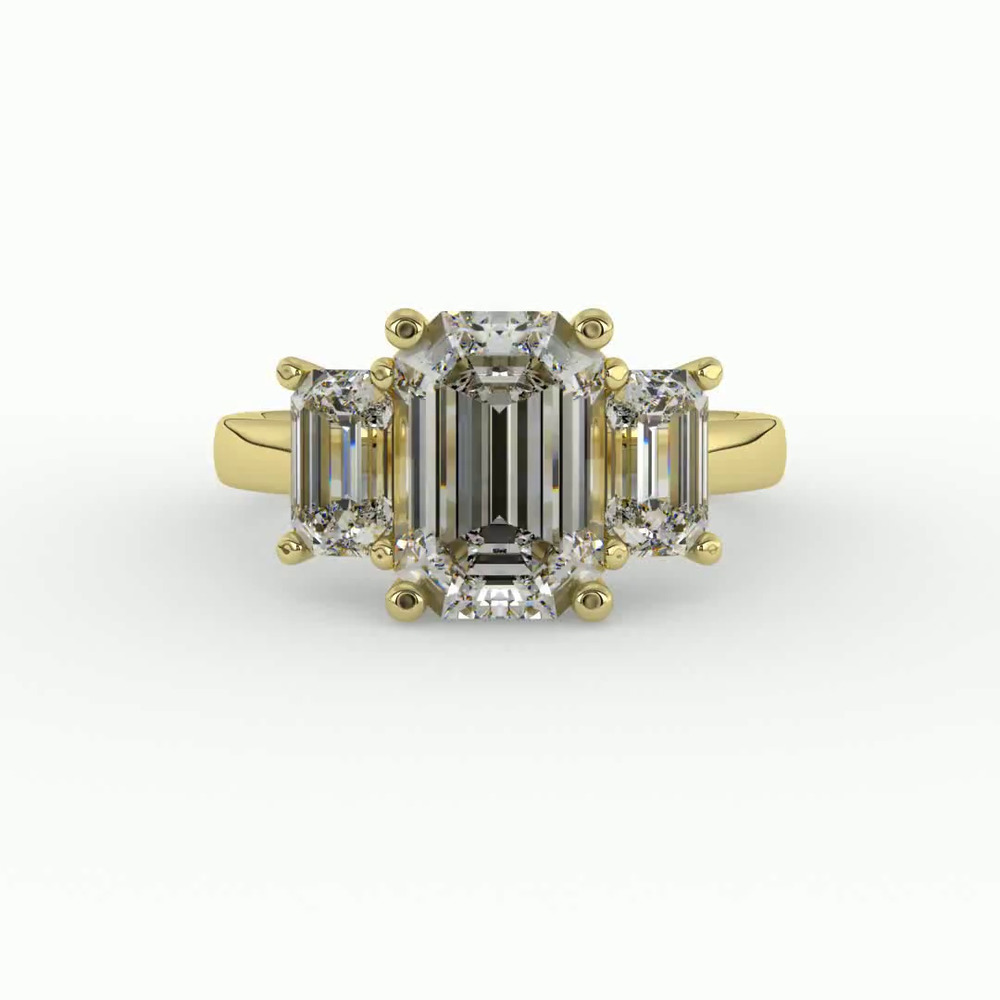 360 degree view of Aaliyah Emerald Three-Stone Engagement Ring