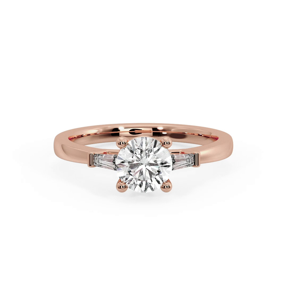360 degree view of Dana Tapered Baguette Three-Stone Engagement Ring