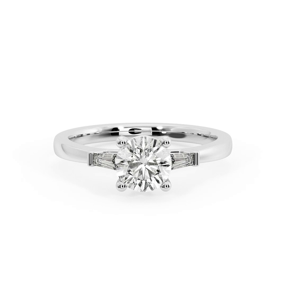 360 degree view of Dana Tapered Baguette Three-Stone Engagement Ring