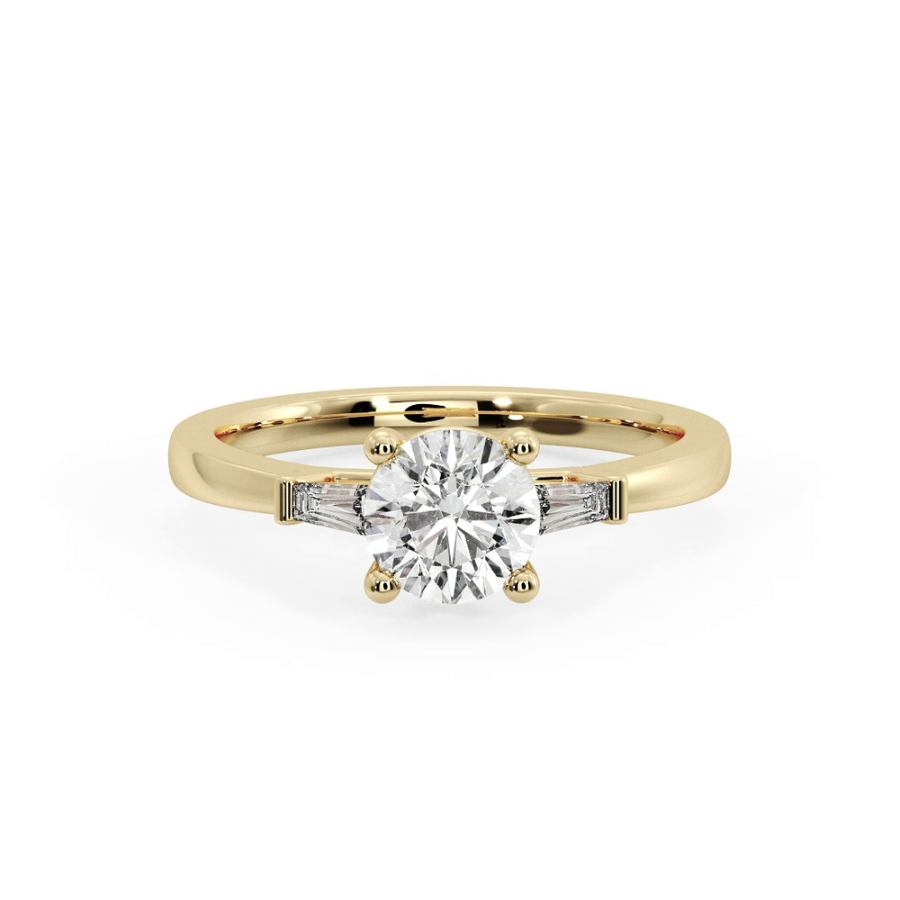 360 degree view of Dana Tapered Baguette Three-Stone Engagement Ring