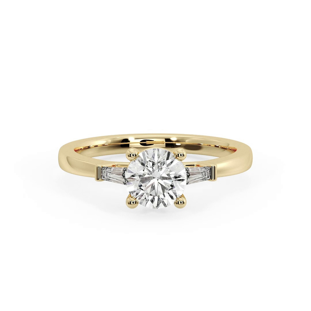 360 degree view of Dana Tapered Lab Baguette Three-Stone Engagement Ring