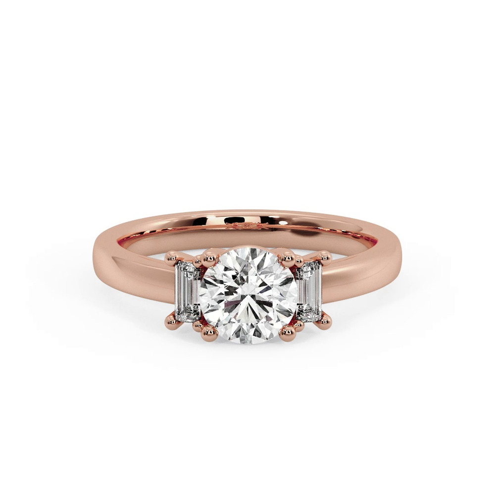 360 degree view of Jennifer Lab Emerald Three-Stone Engagement Ring