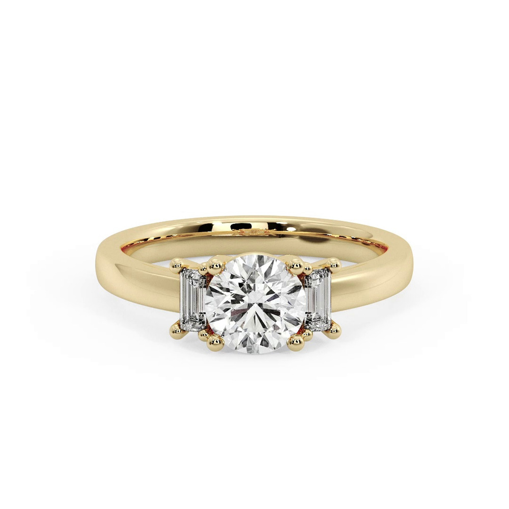 360 degree view of Jennifer Lab Emerald Three-Stone Engagement Ring