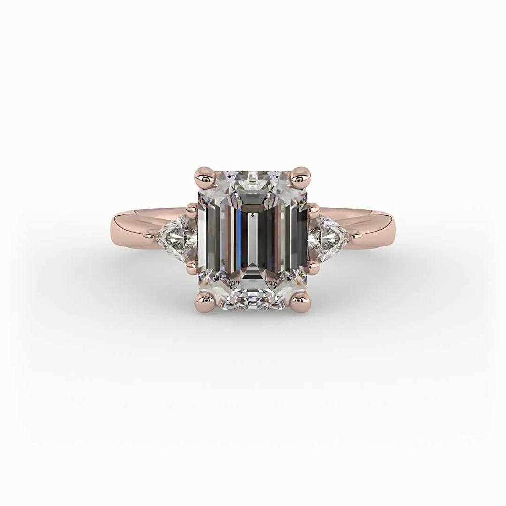 360 degree view of Vanessa Three-Stone Trillion Engagement Ring