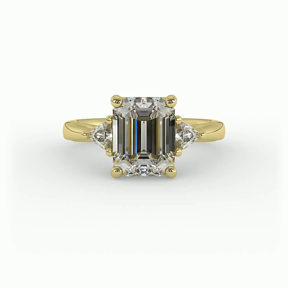 360 degree view of Vanessa Three-Stone Trillion Engagement Ring