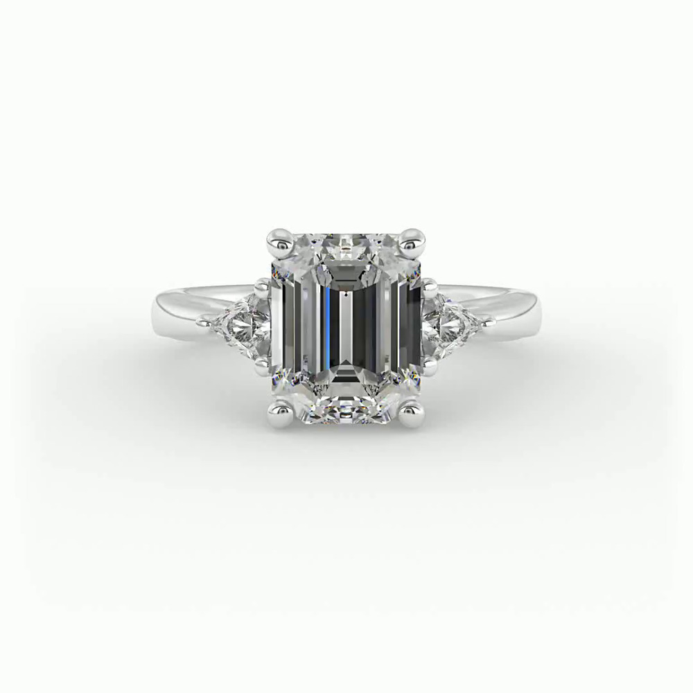 360 degree view of Vanessa Three-Stone Trillion Engagement Ring