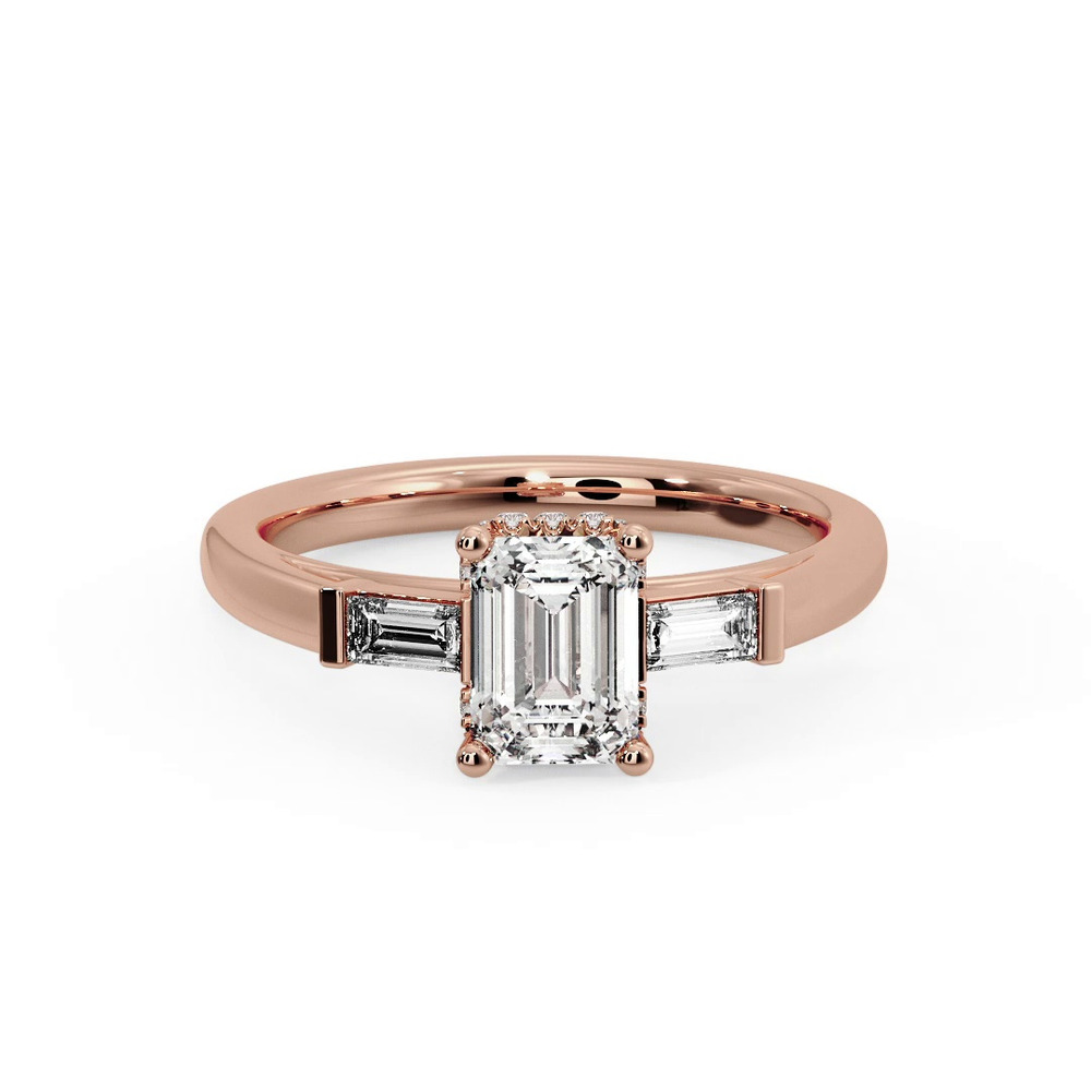 360 degree view of Sylvie Three-Stone Baguette Hidden Halo Engagement Ring