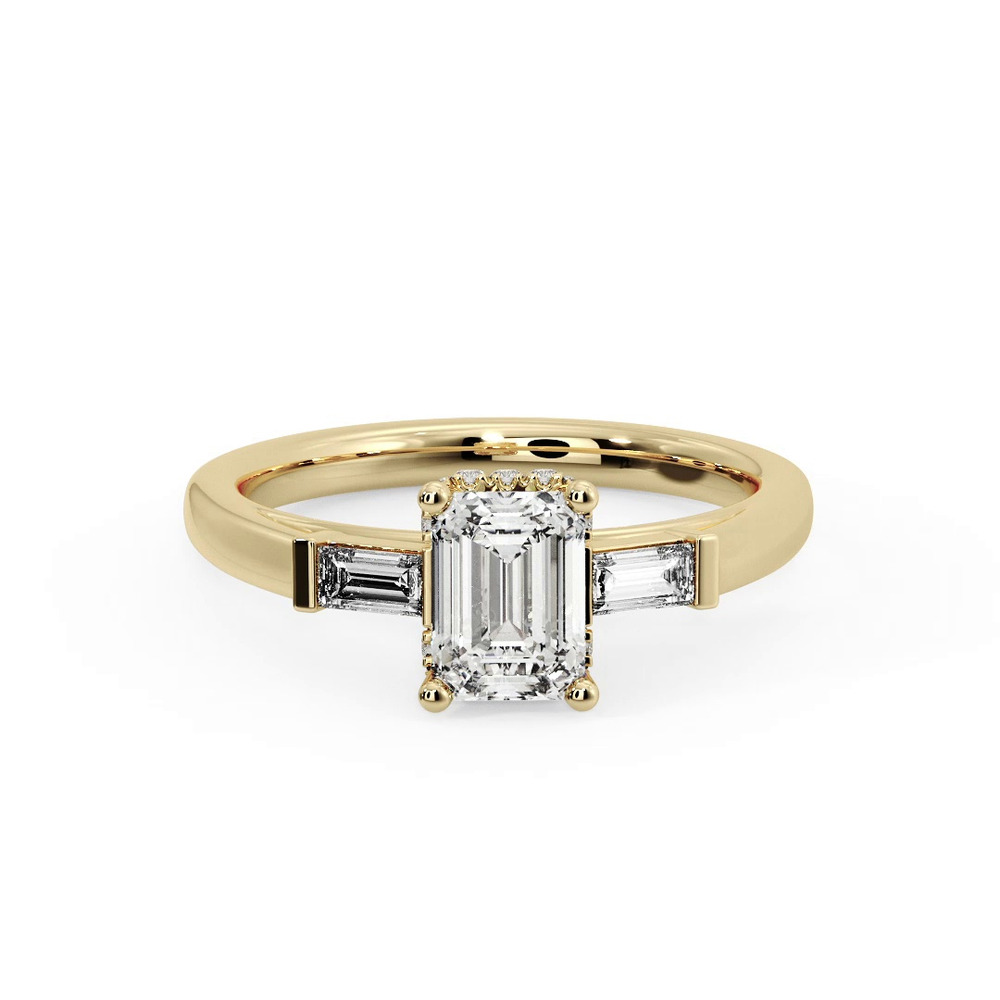 360 degree view of Sylvie Three-Stone Baguette Hidden Halo Engagement Ring
