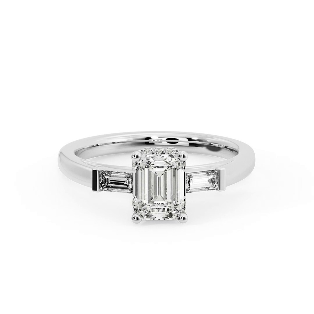 360 degree view of Sylvie Three-Stone Baguette Hidden Halo Engagement Ring