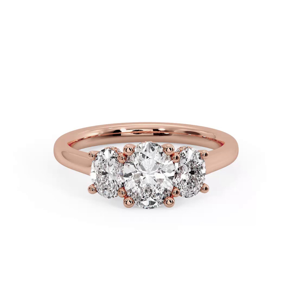 360 degree view of Miranda Oval Three-Stone Hidden Halo Engagement Ring