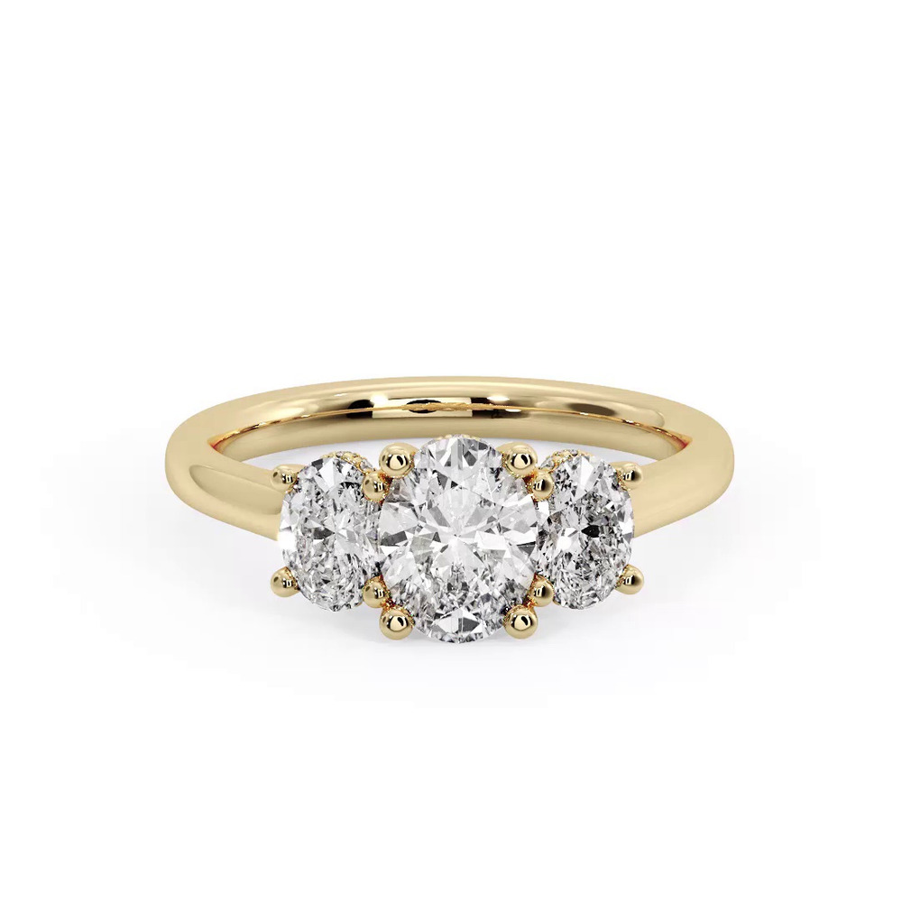 360 degree view of Miranda Oval Three-Stone Hidden Halo Engagement Ring