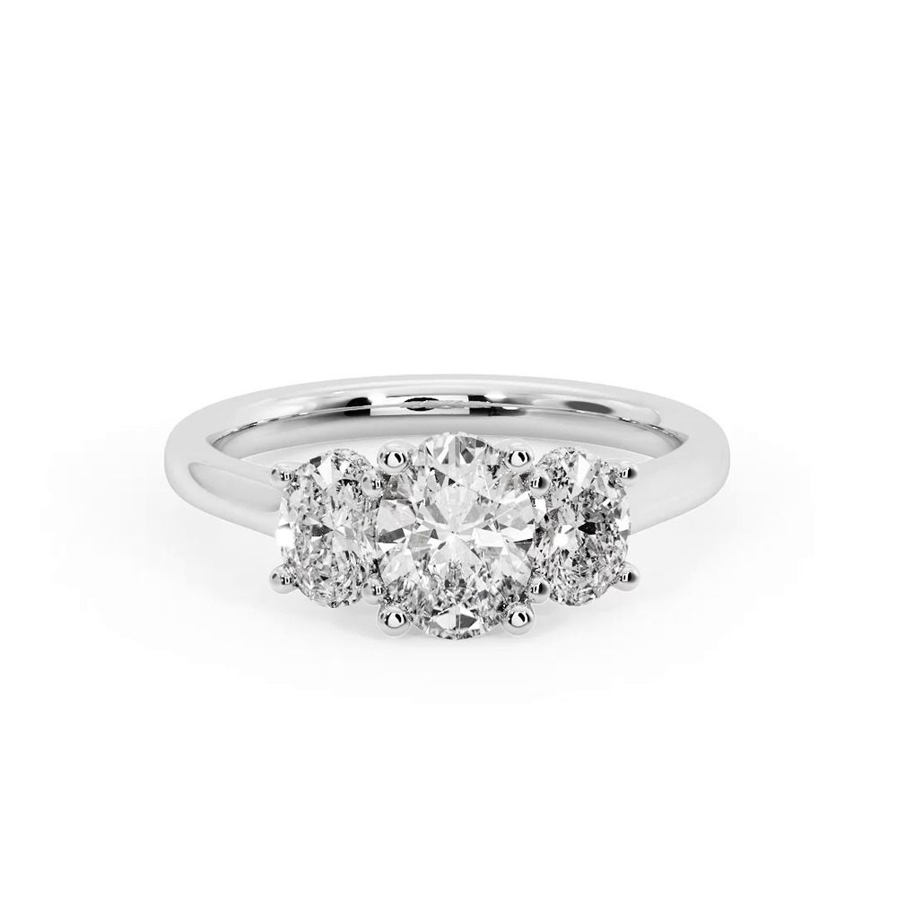 360 degree view of Miranda Oval Three-Stone Hidden Halo Engagement Ring