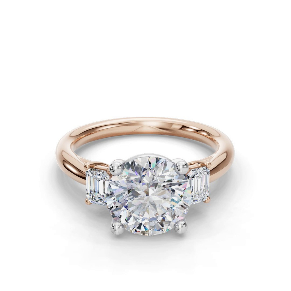 360 degree view of Valette Emerald Three-Stone Engagement Ring