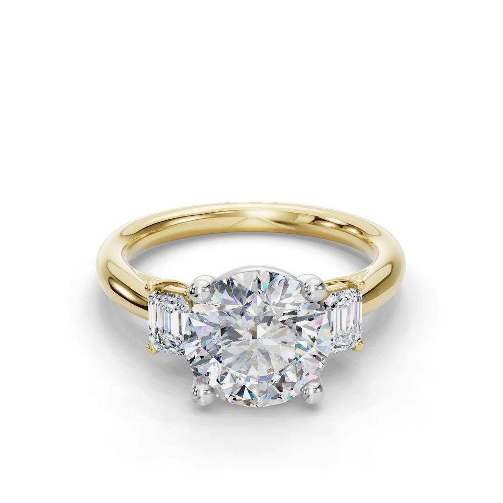 360 degree view of Valette Emerald Three-Stone Engagement Ring