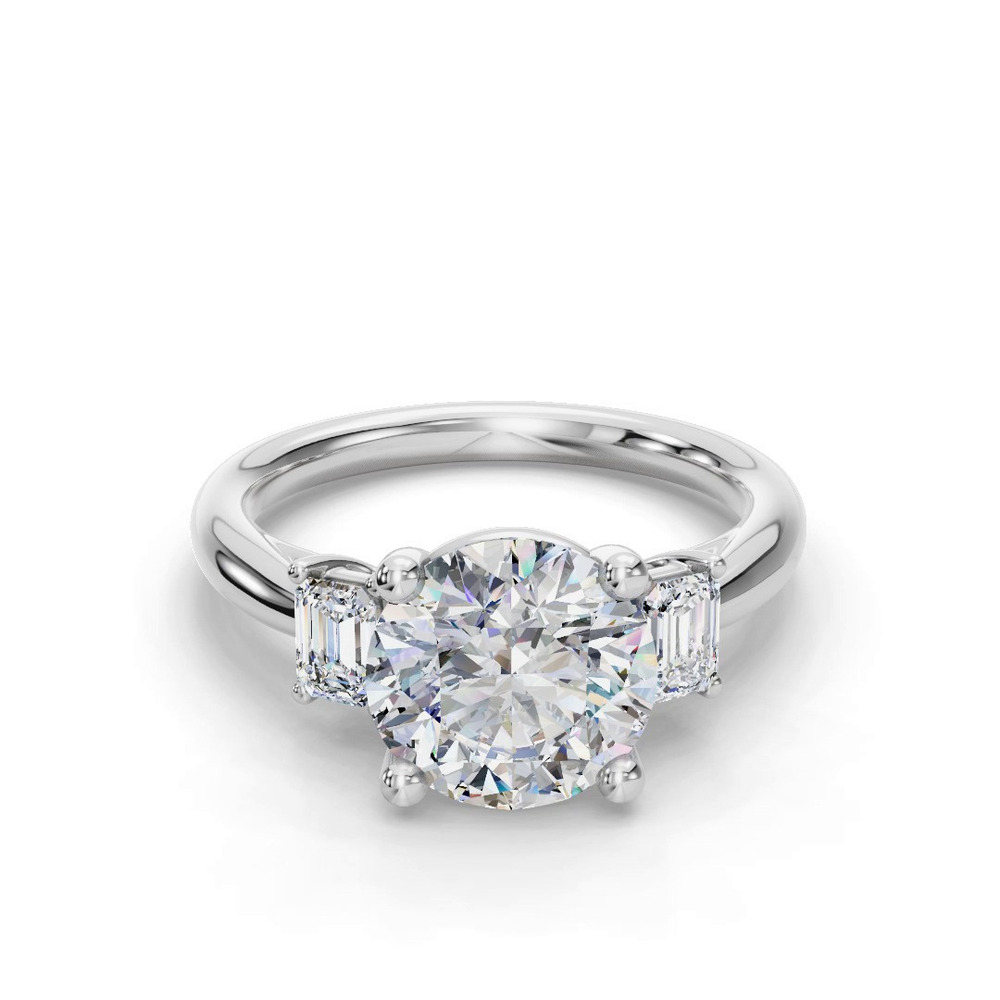 360 degree view of Valette Emerald Three-Stone Engagement Ring