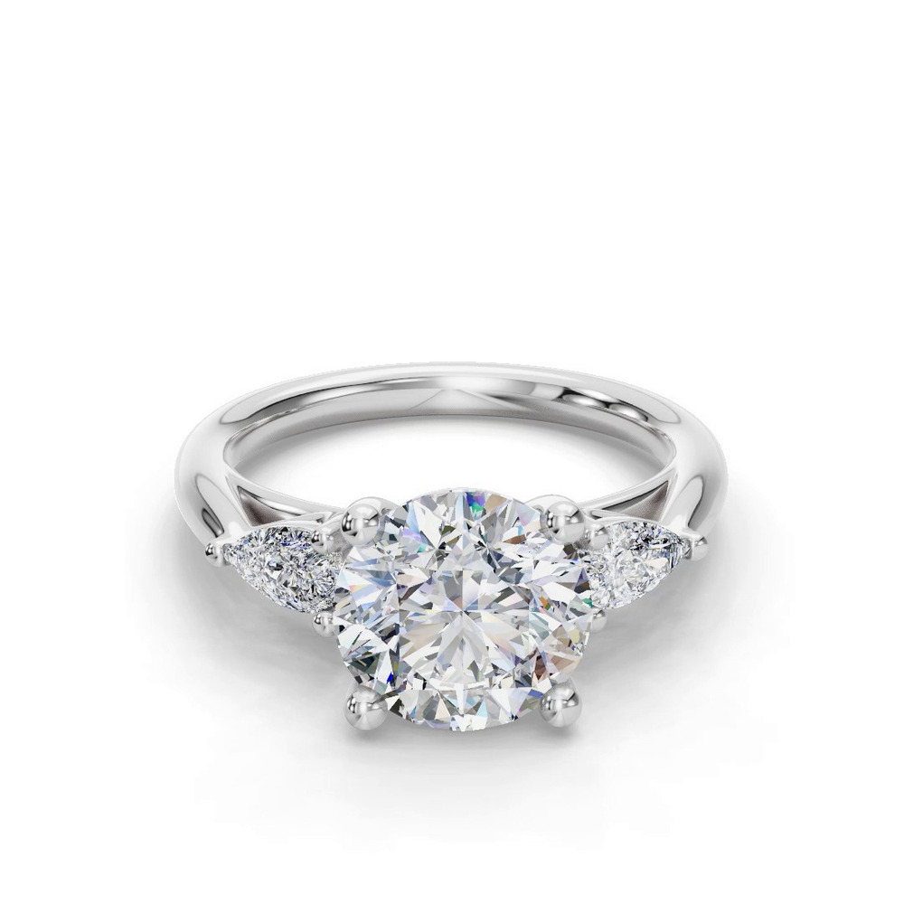 360 degree view of Valette Pear Three-Stone Engagement Ring