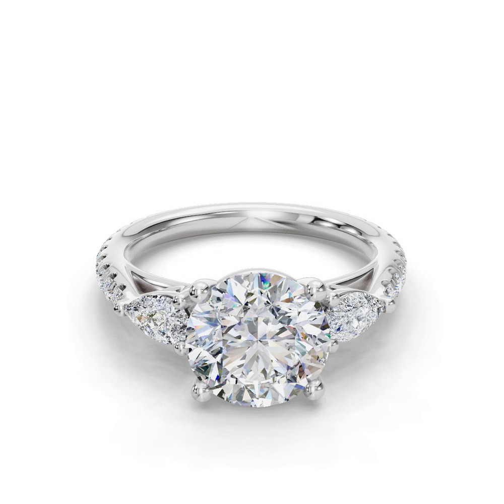360 degree view of Valette Pear Three-Stone Pavé Engagement Ring