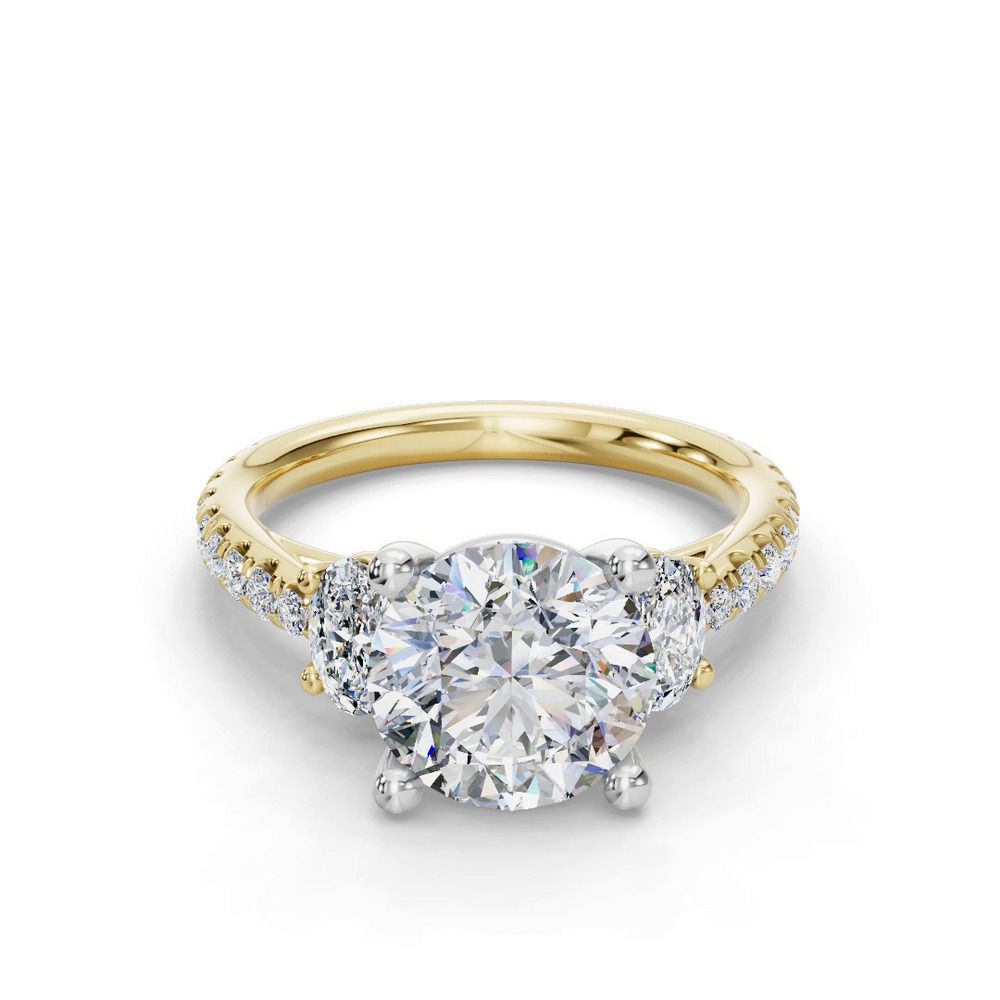 360 degree view of Valette Oval Three-Stone Pavé Engagement Ring