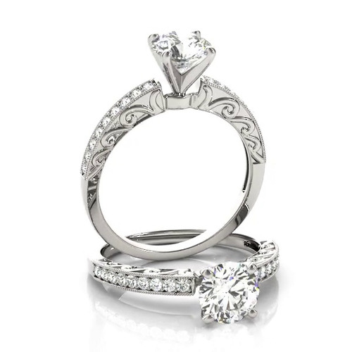 360 degree view of Sariah Vintage Inspired Channel Diamond Engagement Ring