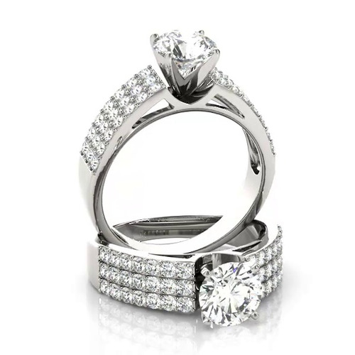 360 degree view of Selma 3 Row Pavé Diamond Engagement Ring