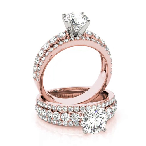 360 degree view of Atria 3 Row Diamond Engagement Ring