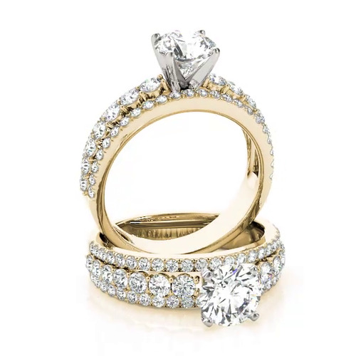 360 degree view of Atria 3 Row Diamond Engagement Ring