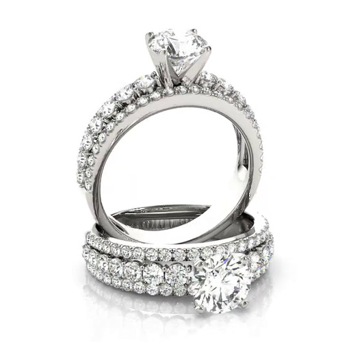 360 degree view of Atria 3 Row Diamond Engagement Ring
