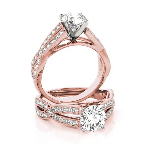 360 degree view of Allie Vintage Inspired 2 Row Diamond Engagement Ring