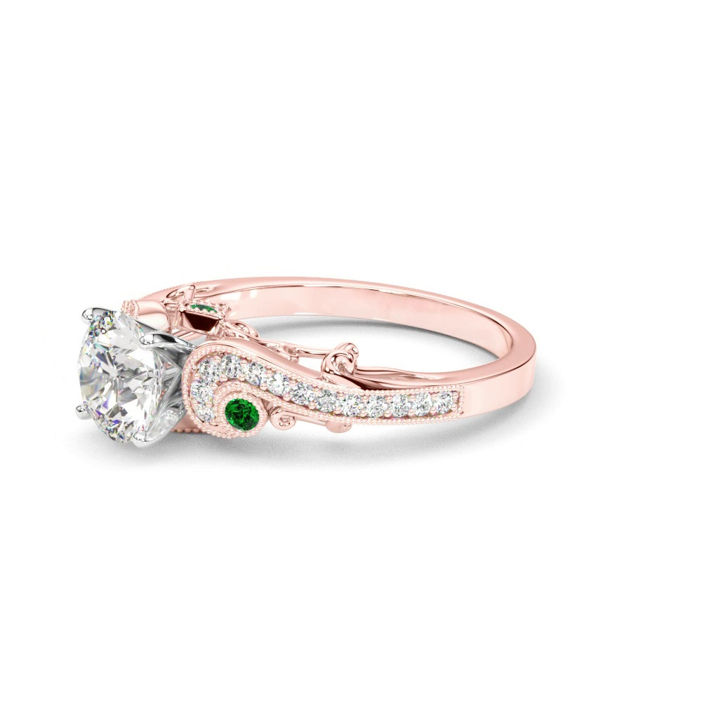 360 degree view of Carmel Vintage Inspired Lab Emerald Engagement Ring