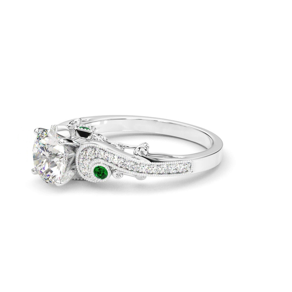 360 degree view of Carmel Vintage Inspired Lab Emerald Engagement Ring